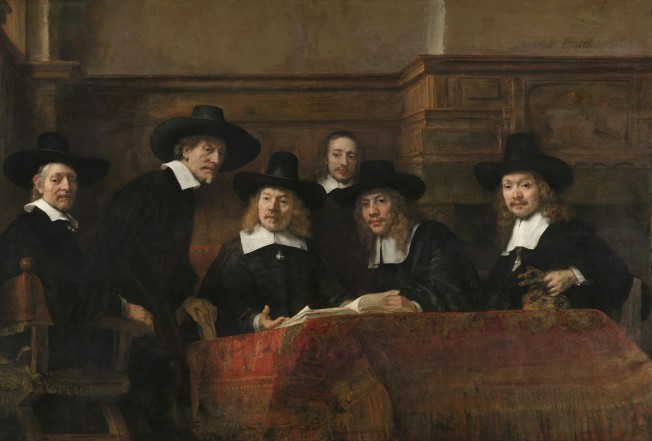 The Sampling Officials of the Amsterdam Drapers’ Guild, known as ‘The Syndics’ (about 1662), Rijksmuseum, on loan from the City of Amsterdam © Rijksmuseum, Amsterdam